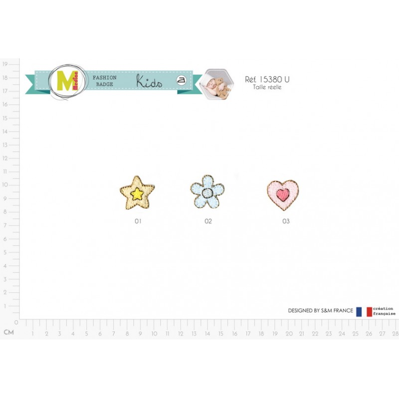 Stephanoise M15380 - S ECUSSON ETOILE FLEUR COEUR FEUT