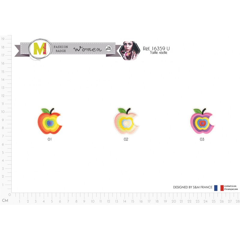 Stephanoise M16359 - S ECUSSON POMME CROQUEE MULTI COULEURS