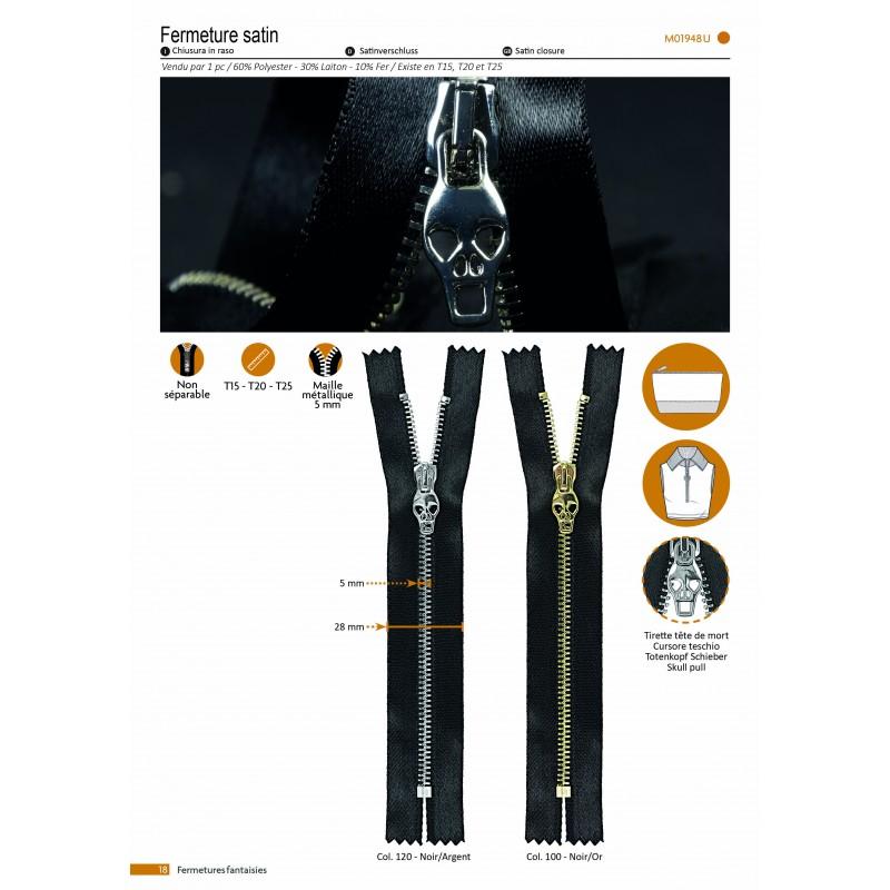 Stephanoise M1948 - FERMETURE SATIN CURSEUR TETE DE MORT NS
