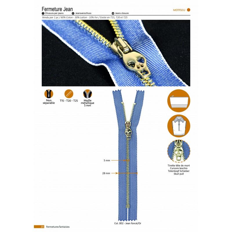 Stephanoise M1950 - FERMETURE JEAN CURSEUR TETE DE MORT NS