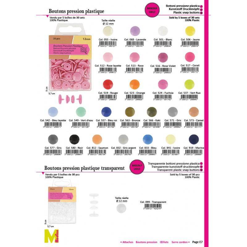 Stephanoise M263 - BOUTON PRESSION PLASTIQUE 12MM*30P