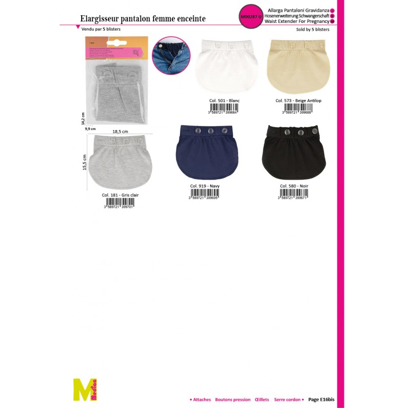 Stephanoise M287 - ELARGISSEUR PANTALON POUR FEMME ENCEINTE