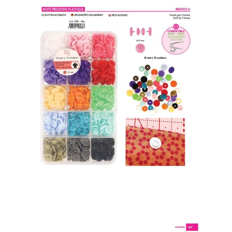 Stephanoise M313 - BOITE PRESSIONS PLASTIQUE *15COL 10SETS/COL