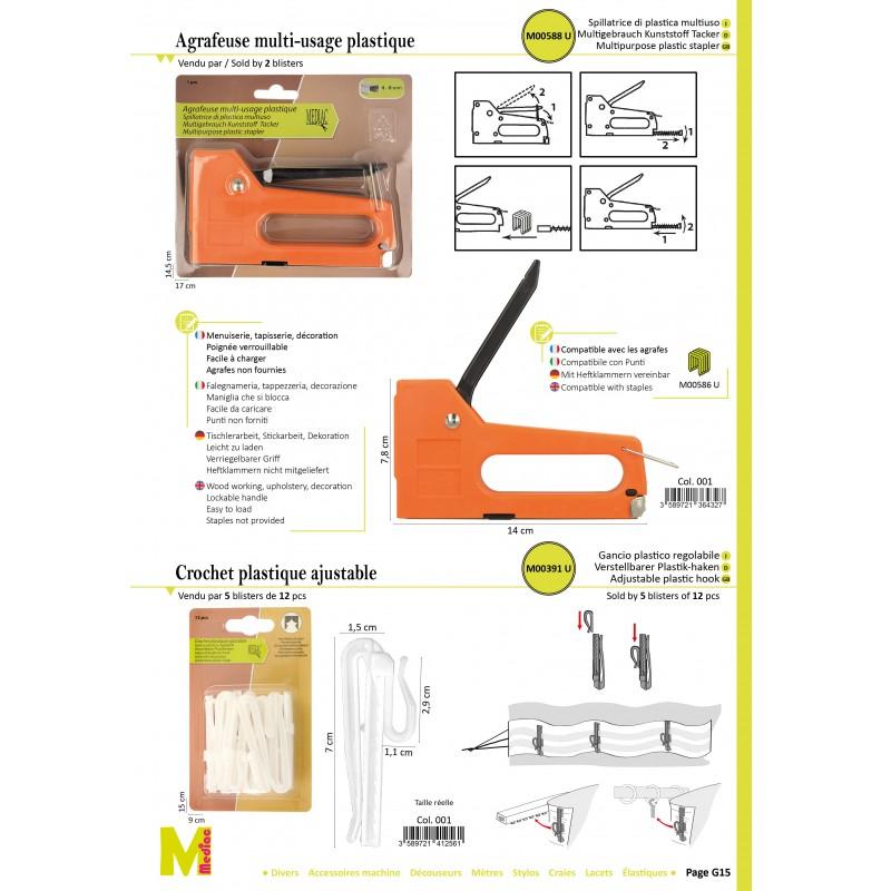 Stephanoise M391 - CROCHET PLASTIQUE AJUSTABLE 7CM *12PCS