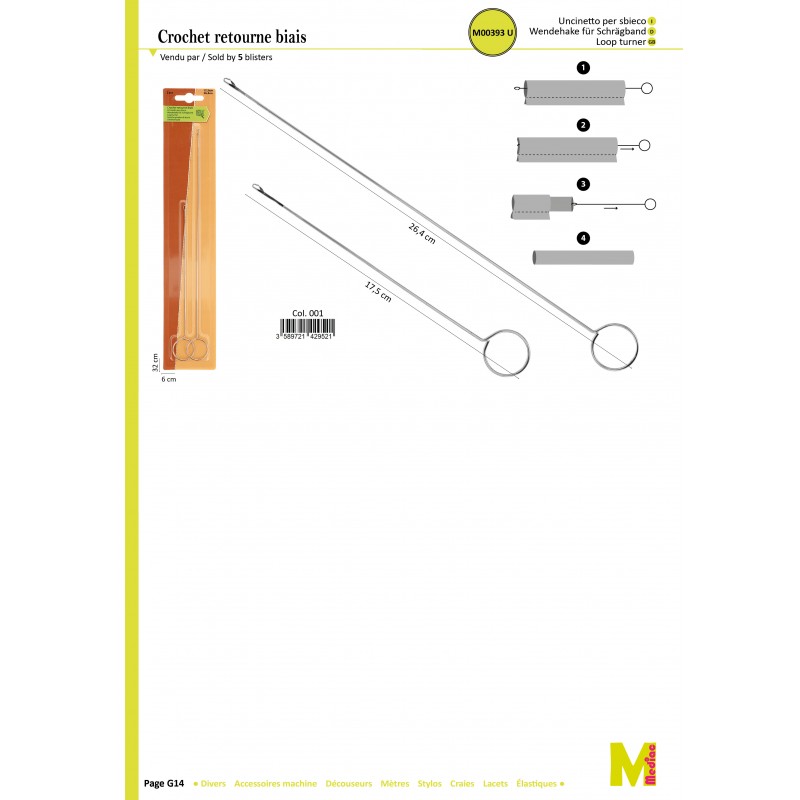 Stephanoise M393 - CROCHET RETOURNE BIAIS*2 26 4CM+17 5CM