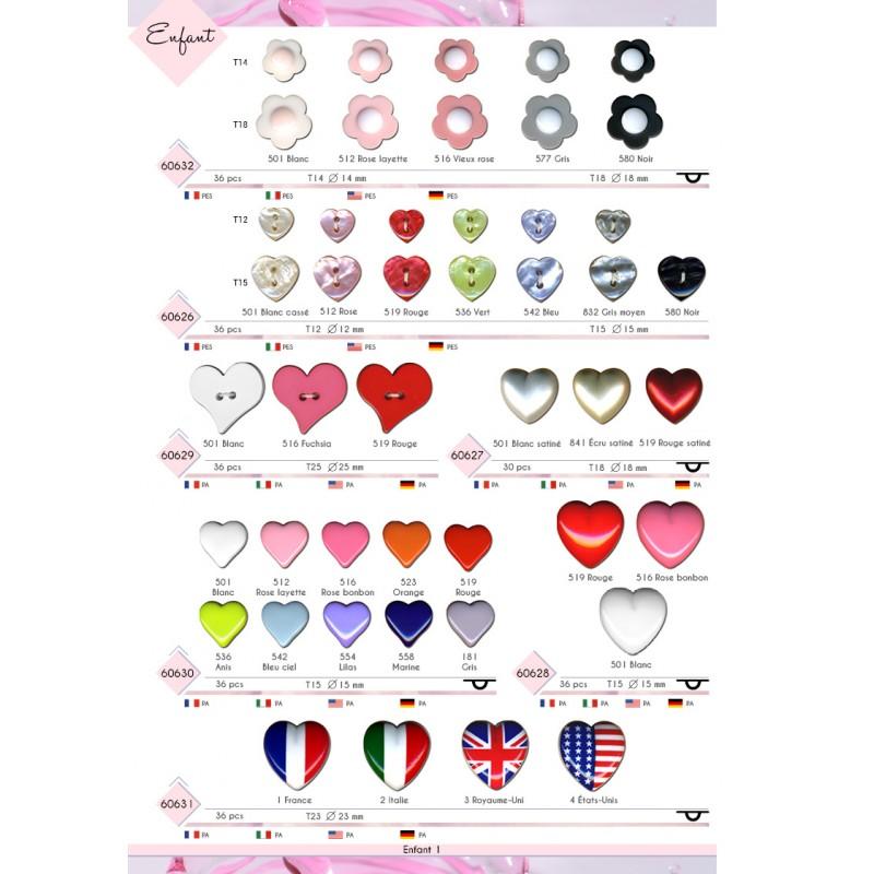 Stephanoise M60629 - BOUTON COEUR ASYMETRIQUE 2 TROUS