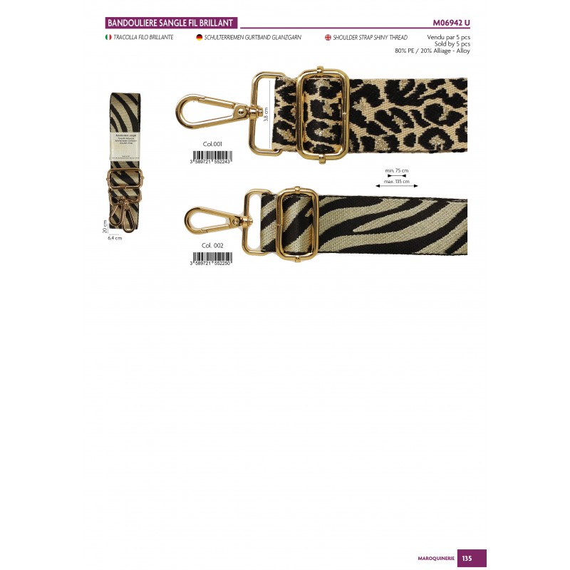 Stephanoise M6942 - BANDOULIERE SANGLE FIL BRILLANT 40X140CM