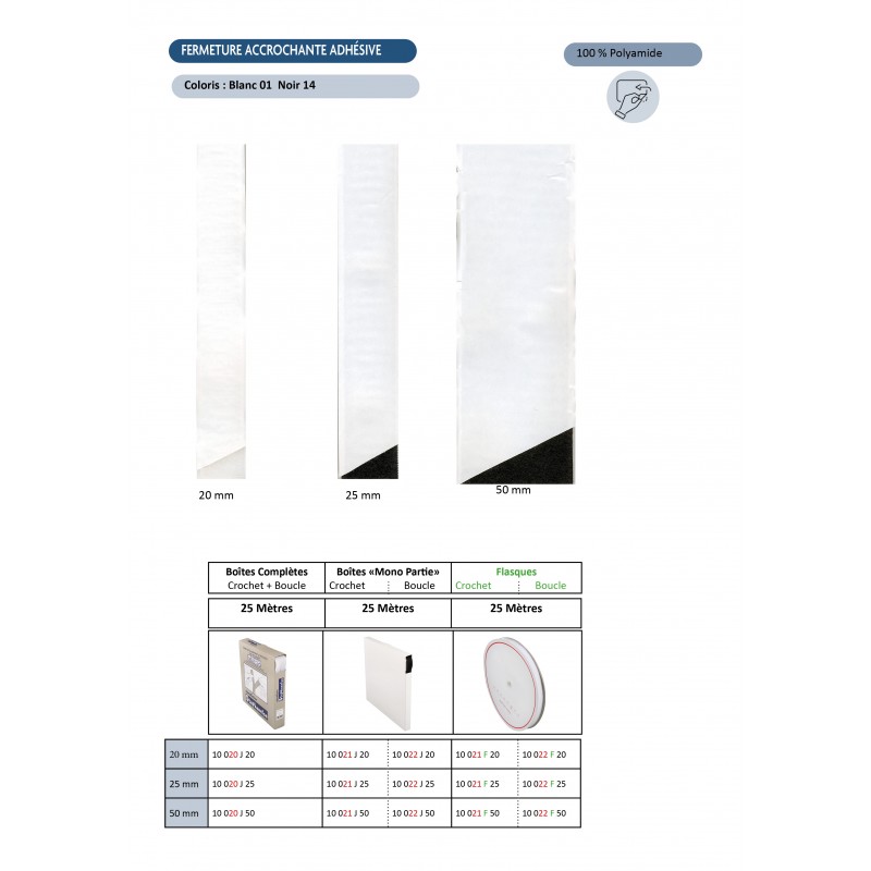 Stephanoise S10021 - FERMETURE ACCROCHANTE ADHESIVE CROCHETS