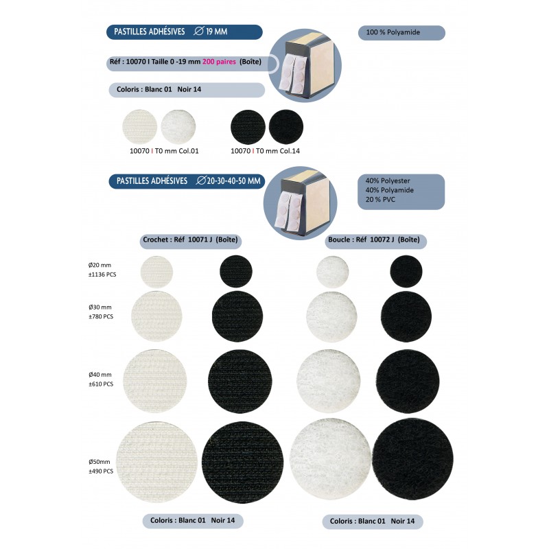 Stephanoise S10072 - PASTILLES ACCROCHANTES ADHESIVES BOUCLES