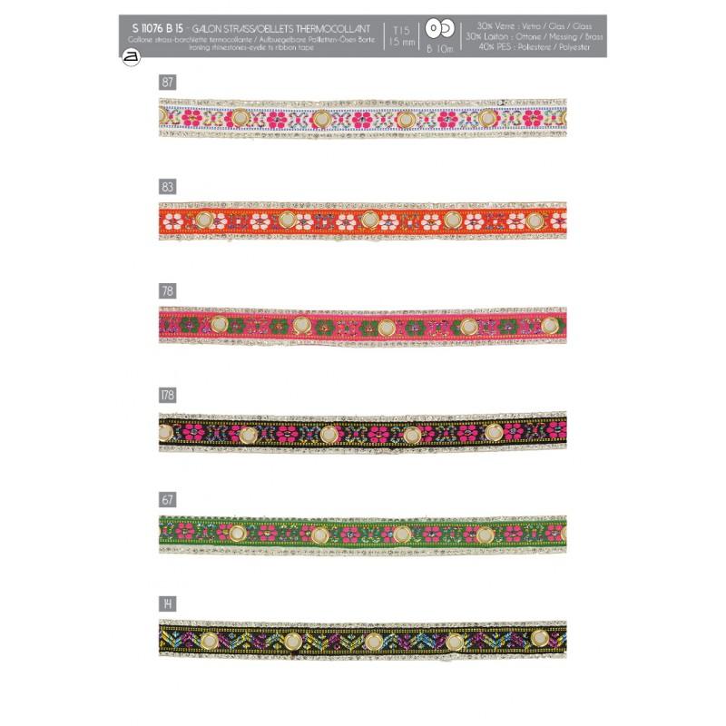 Stephanoise S11076 - GALON STRASS/OEILLETS THERMOCOLLANT