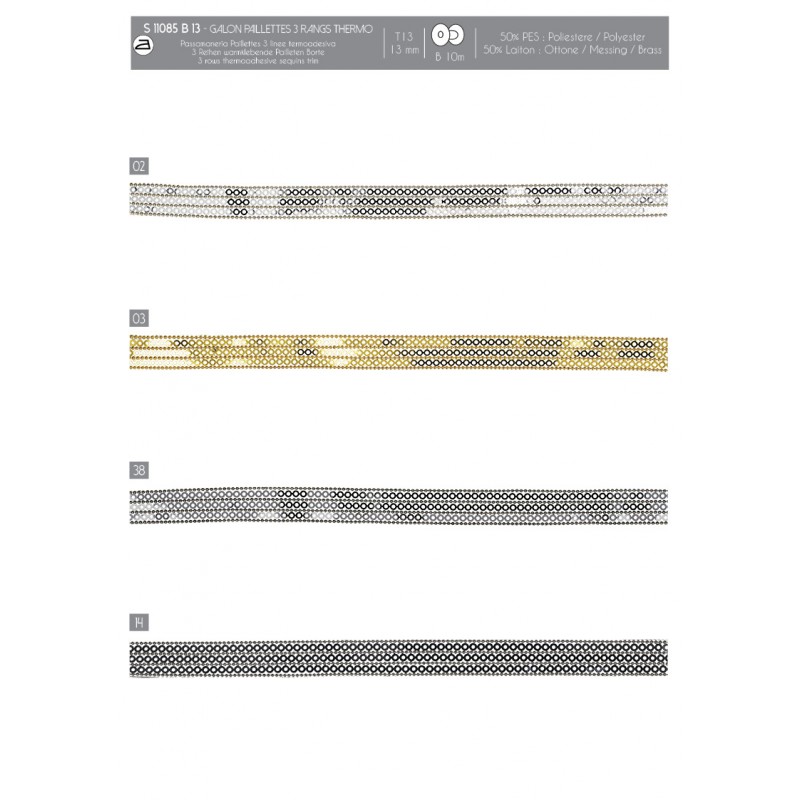 Stephanoise S11085 - GALON PAILLETTES 3 RANGS THERMOCOLLANT