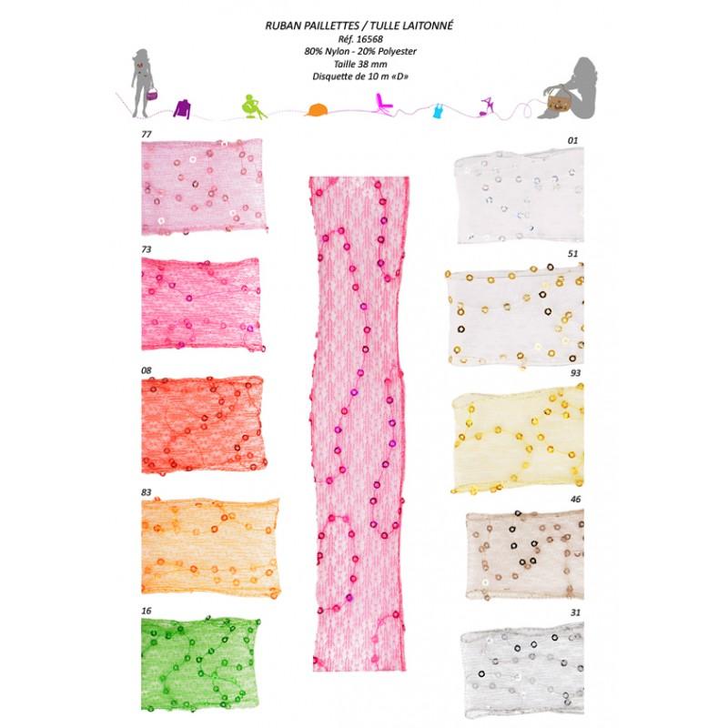 Stephanoise S16568 - RUBAN PAILLETTE SUR TULLE LAITONNE