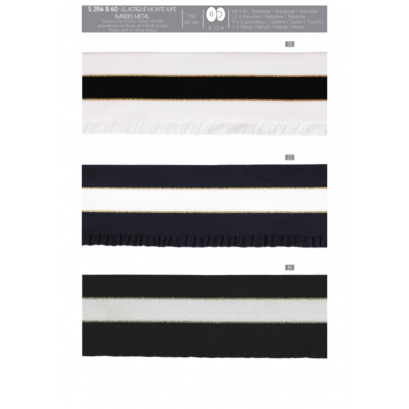 Stephanoise S2156 - ELASTIQUE MONTE JUPE BANDES METAL