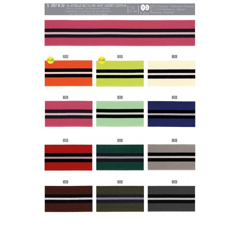 Stephanoise S2157 - ELASTIQUE BICOLORE AVEC LISERET CENTRAL