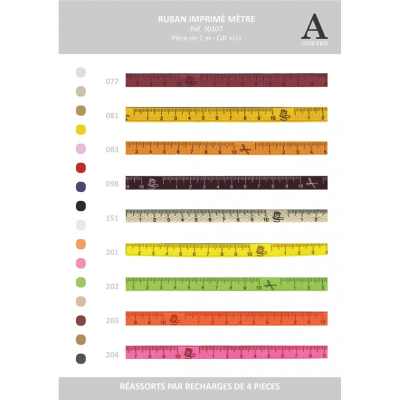 Stephanoise S30107 - RUBAN METRE IMPRIME BOBINETTE 2MTS