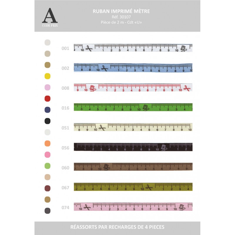 Stephanoise S30107 - RUBAN METRE IMPRIME BOBINETTE 2MTS