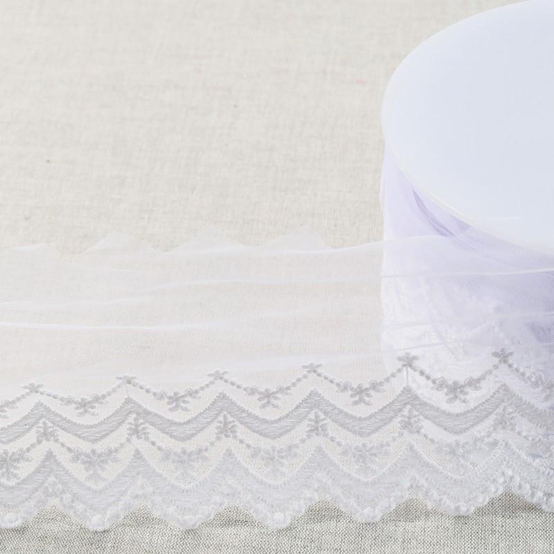 Stephanoise S4240 - TULLE BRODE DOUBLE VAGUE FESTONNEE MAT