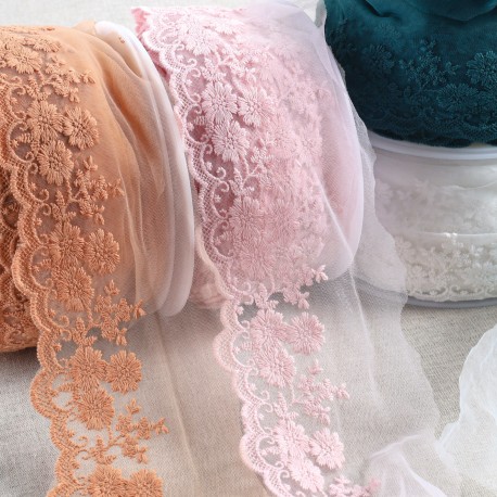 stephanoise S4241 - TULLE BRODE BOUQUET DE FLEURS MAT