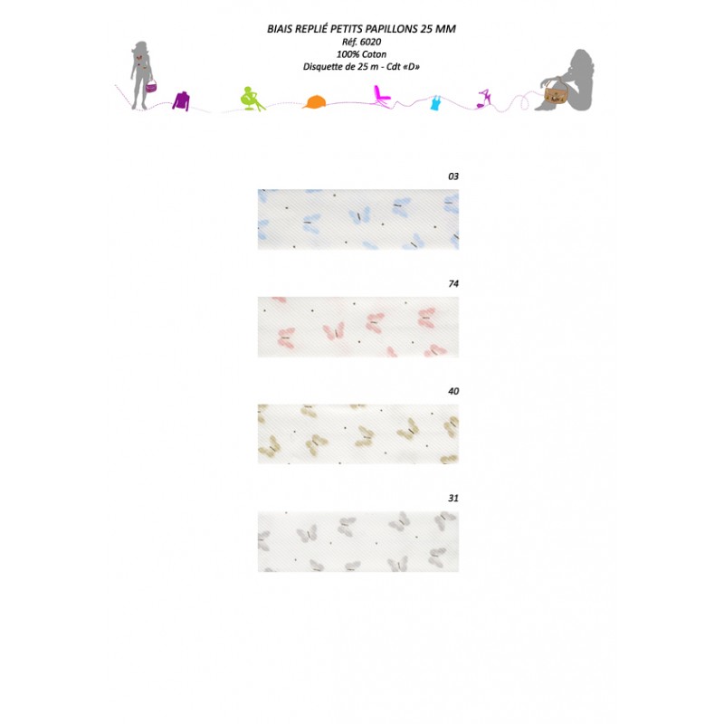 Stephanoise S6020 - BIAIS REPLIE PETITS PAPILLONS 25MM