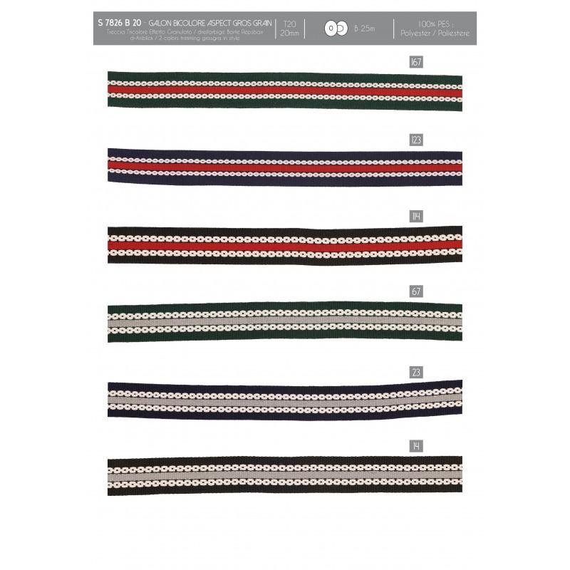 Stephanoise S7826 - GALON TRICOLORE ASPECT GROS GRAIN