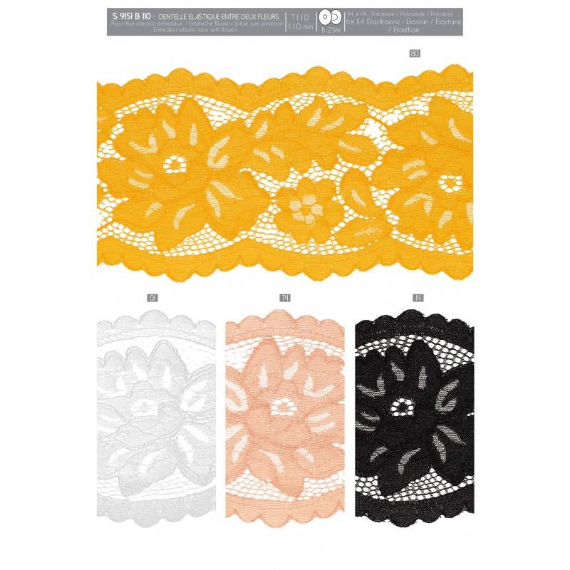 Stephanoise S9151 - DENTELLE ELASTIQUE ENTRE DEUX FLEURS