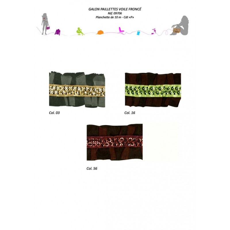 Stephanoise S9706 - GALON PERLE ET PAILLETTE VOILE FRONCE