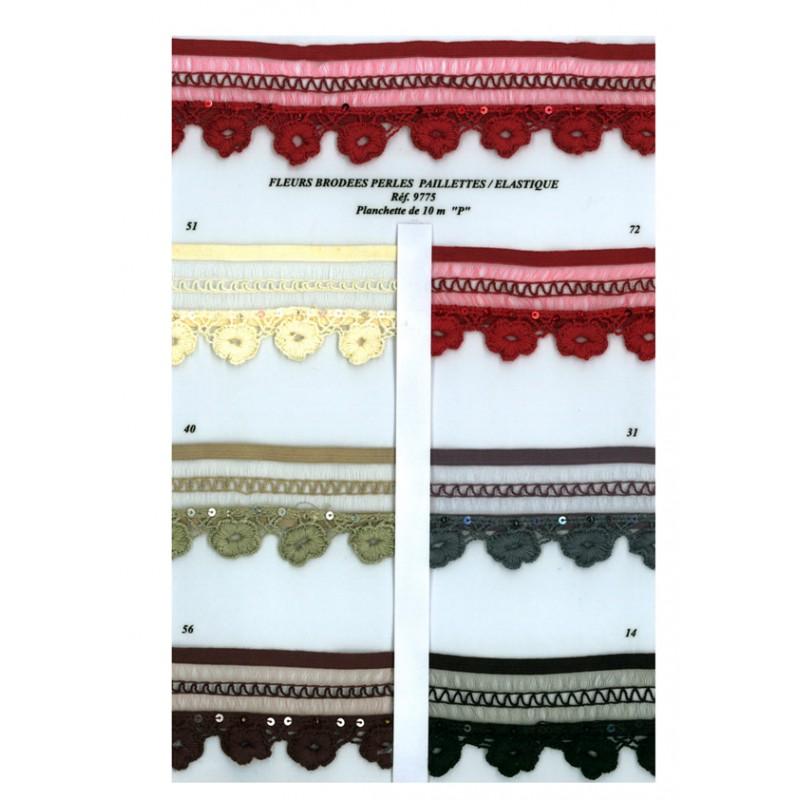 Stephanoise S9775 - FLEURS BRODEES PERLES PAILLETTES/ELASTIQUE