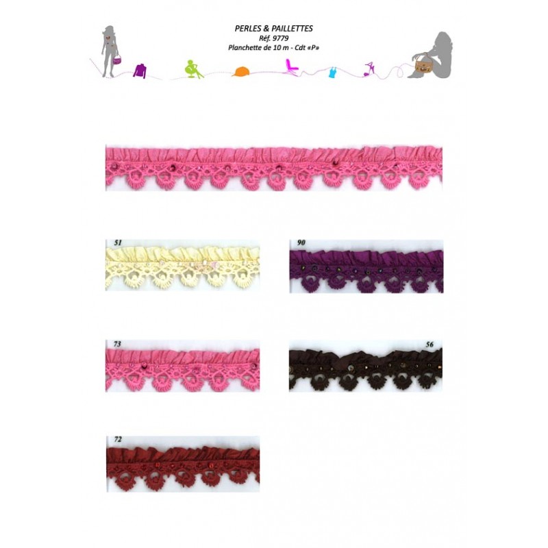 Stephanoise S9779 - DENTELLE/RUBAN FRONCE ELASTIQUE PERLE & PAILLETTE