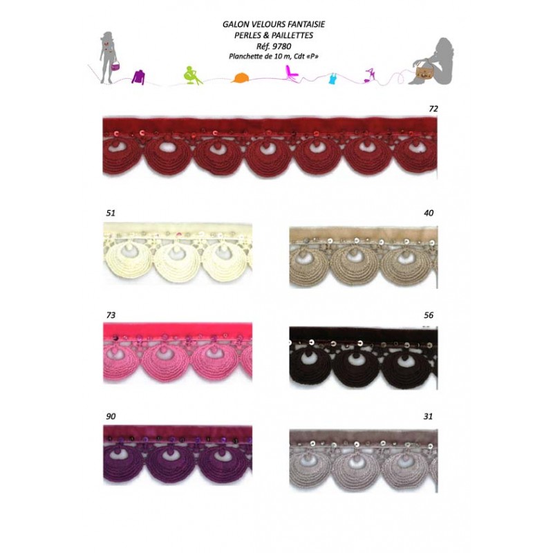 Stephanoise S9780 - VELOURS FANTAISIE PERLES ET PAILLETTES