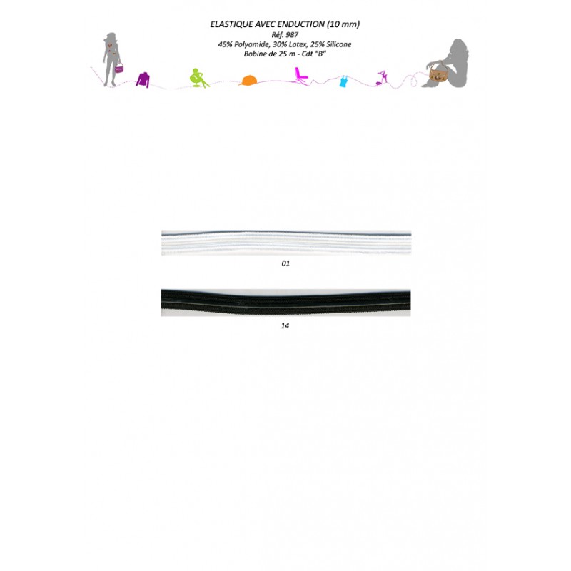 Stephanoise S987 - ELASTIQUE 10MM AVEC ENDUCTION SILICONE