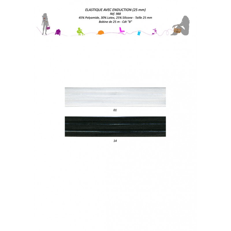 Stephanoise S988 - ELASTIQUE 25MM AVEC ENDUCTION SILICONE