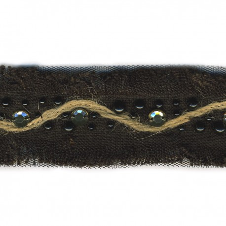 stephanoise S9910 - GALON LIN/TULLE PERLES DOUBLE FRANGES