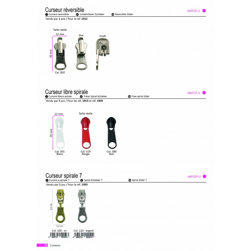 Stephanoise M1121 - CURSEUR REVERSIBLE