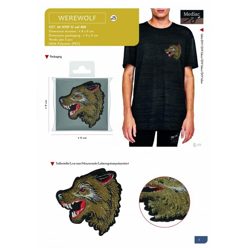 Stephanoise M11727 - XL ECUSSON LOUP BRODÉ 8X7 5CM