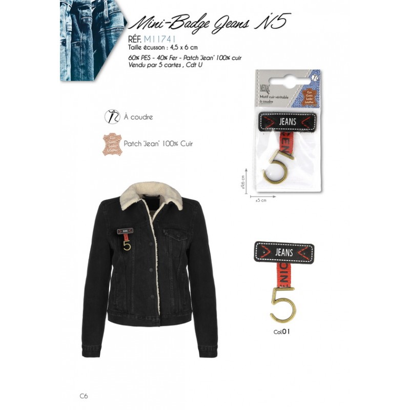 Stephanoise M11741 - MINI BADGE JEAN'S N°5 4 5X5 5CM