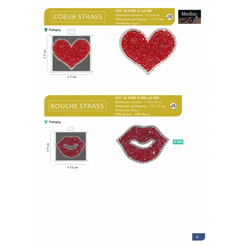 Stephanoise M11783 - XL ECUSSON PATCH COEUR STRASS