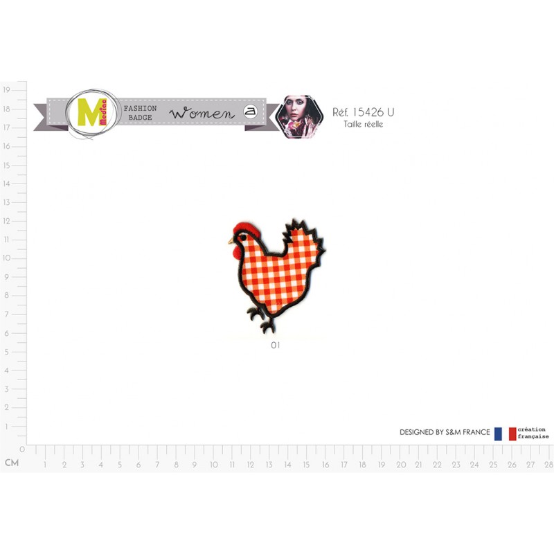 Stephanoise M15426 - M ECUSSON POULE MOTIF ROUGE