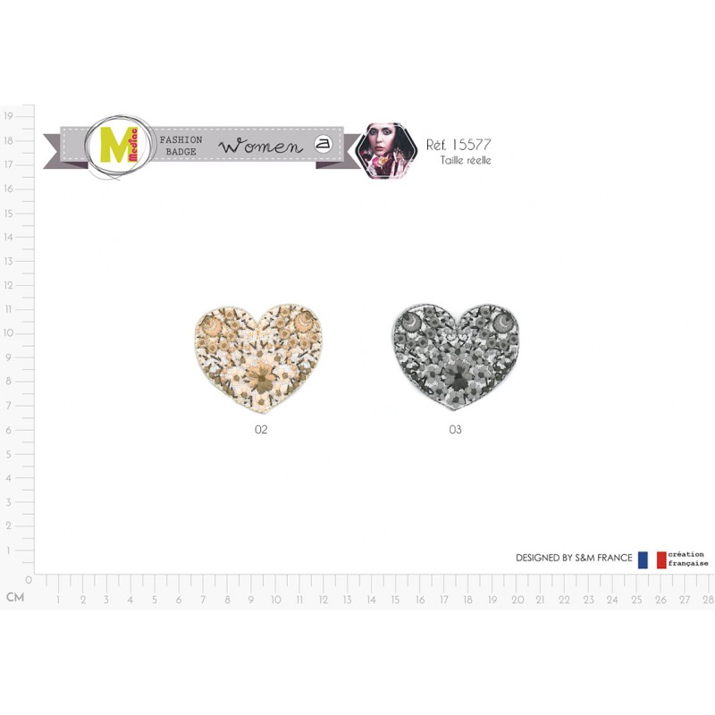 Stephanoise M15577 - M ECUSSON COEUR LIBERTY BRODÉ