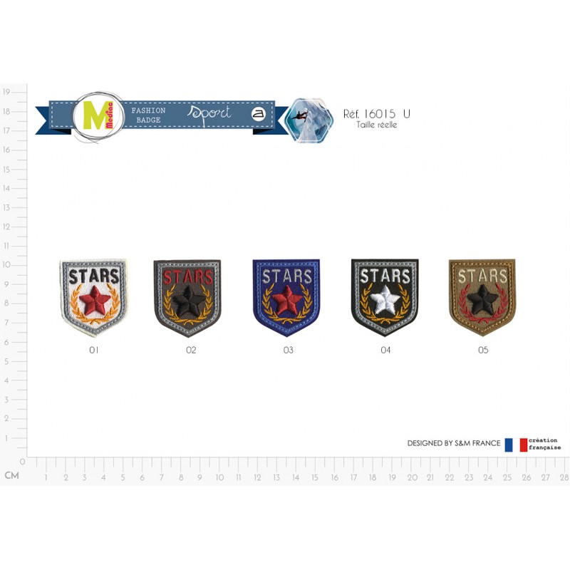 Stephanoise M16015 - S ECUSSON BLASON STARS 4X3 5CM