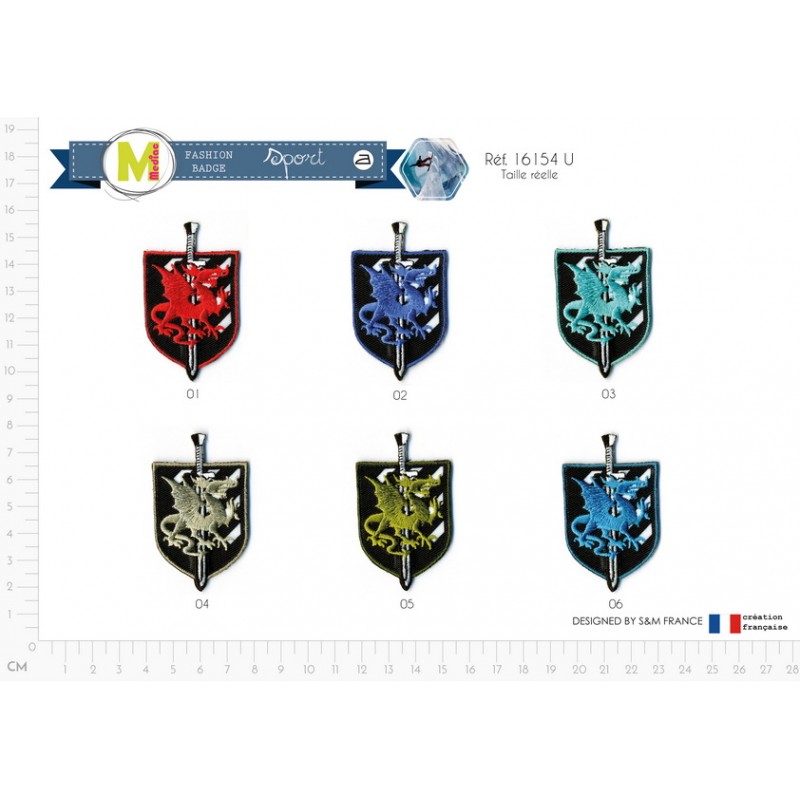 Stephanoise M16154 - M ECUSSON BLASON DRAGON 6X3 5CM