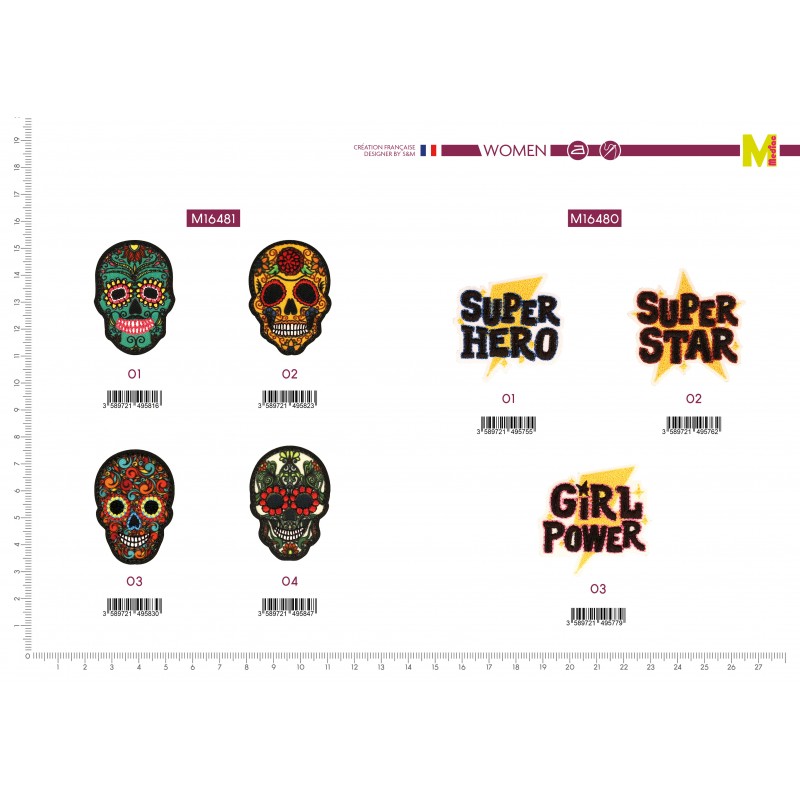 Stephanoise M16481 - S ECUSSON TETE DE MORT COLOREE