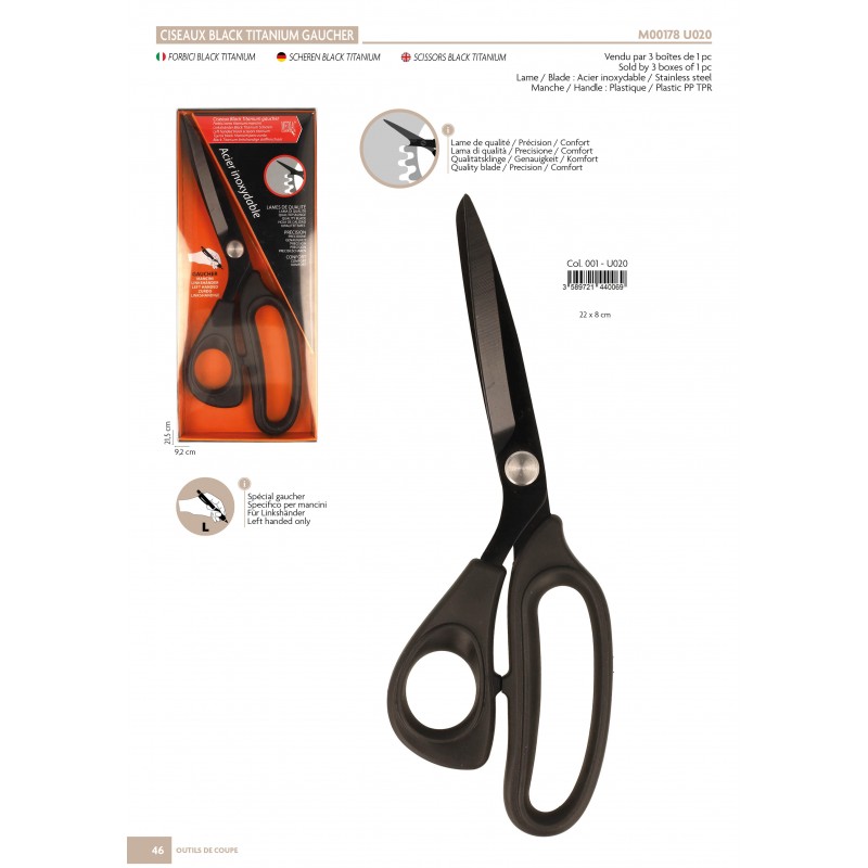 Stephanoise M178 - CISEAUX BLACK TITANIUM GAUCHER