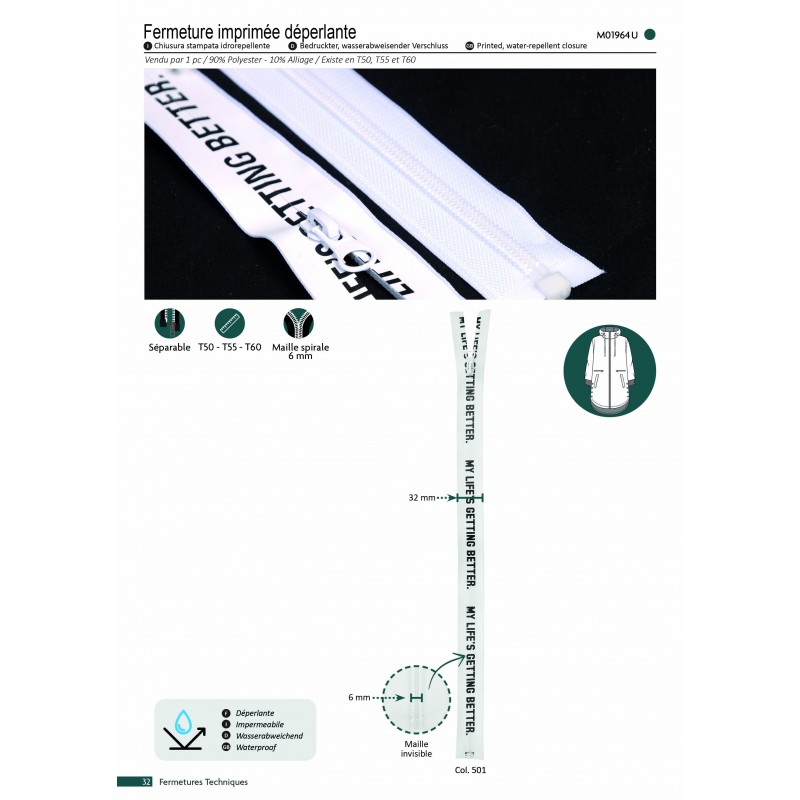 Stephanoise M1964 - FERMETURE IMPRIMÉE SEPARABLE