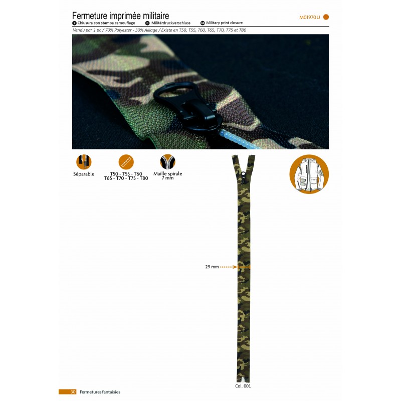 Stephanoise M1970 - FERMETURE IMPRIMÉE MILITAIRE