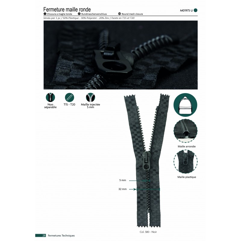 Stephanoise M1973 - FERMETURE MAILLE RONDE SEPARABLE