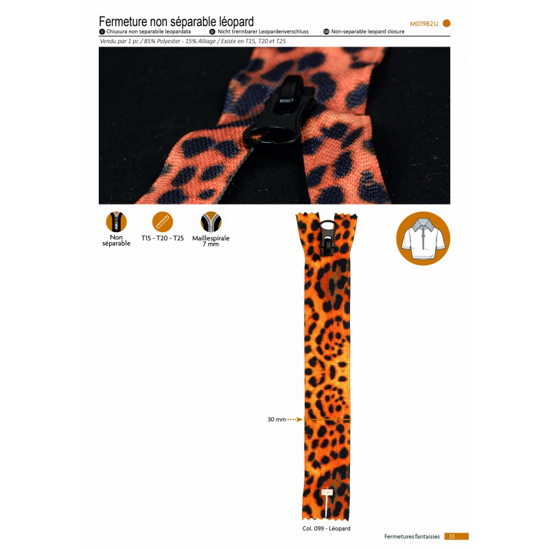 Stephanoise M1982 - FERMETURE NON SEPARABLE LEOPARD