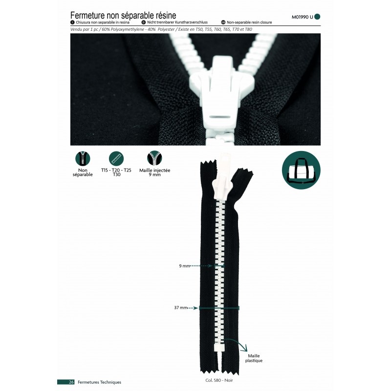 Stephanoise M1990 - FERMETURE NON SEPARABLE RESINE