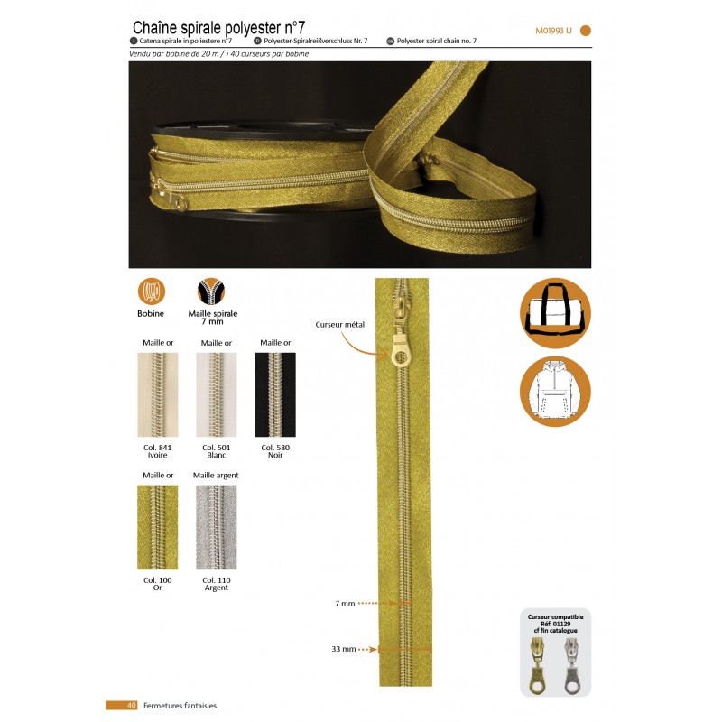 Stephanoise M1993 - CHAINE SPIRALE N°7 DOREE/ARGENT