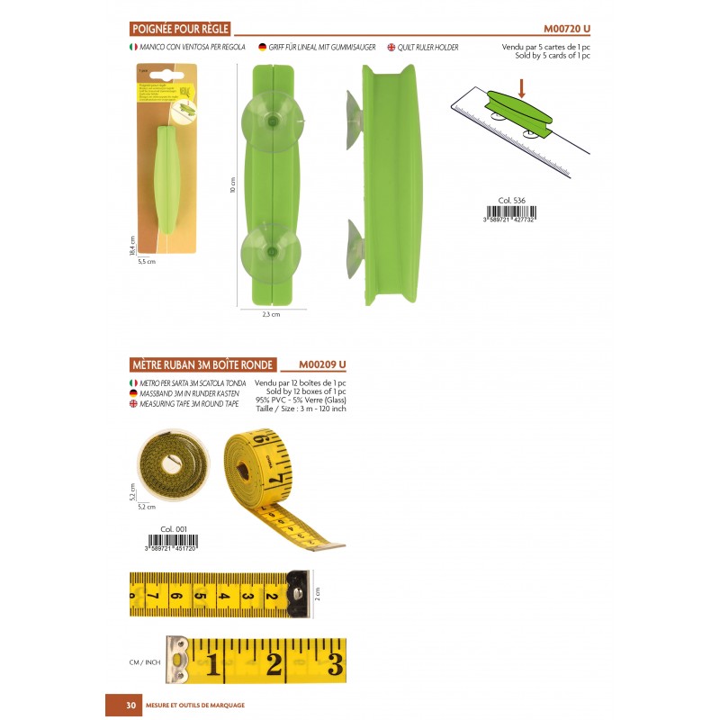 Stephanoise M209 - METRE RUBAN 3 METRES BOITE RONDE