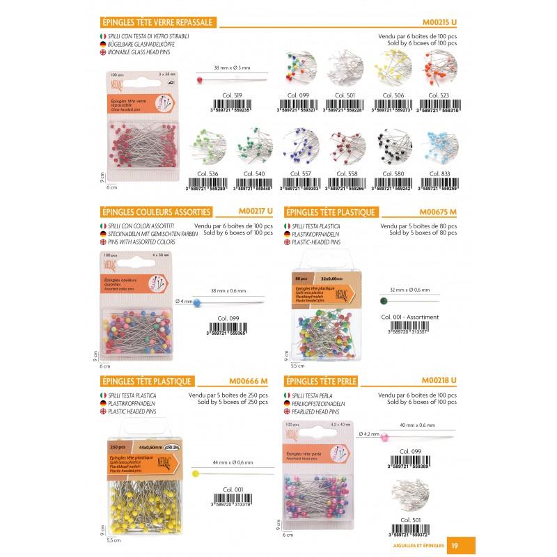 Stephanoise M217 - EPINGLES MIX COULEUR 38MM *100